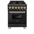Bruciatore Dual Fuel cucina, Acciaio inossidabile, 24 in., 4 bruciatore, Autografo, Nero, Oro