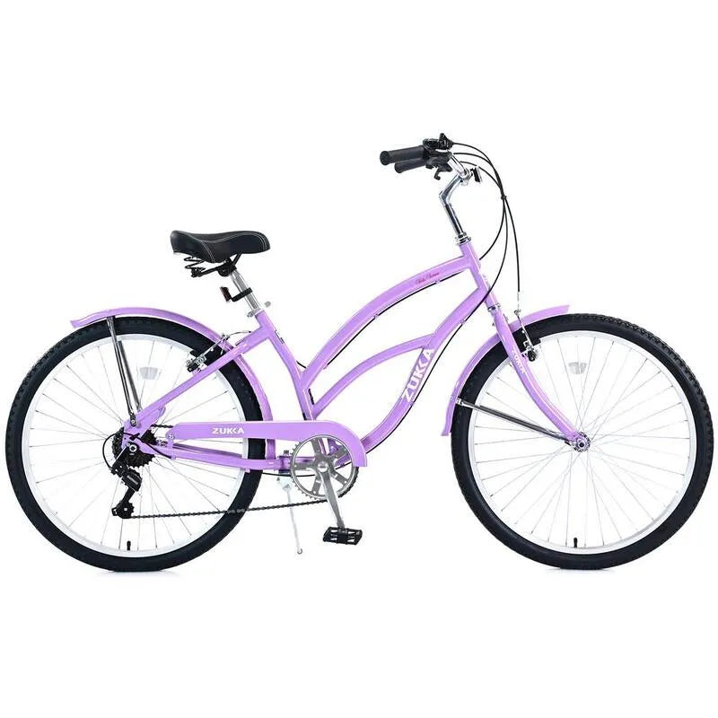 7-velocità, 26 in., 7-velocità Beach Cruiser adulto Bike, Giardino & da esterno 26 in., Viola/Lavelli, Biciclette