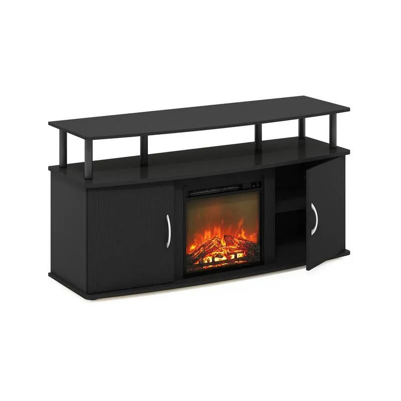 Stand TV Camino elettrico in legno, 47. 24 in., Jensen 47. 24 in., Nero, 47.24 in, Americano/nero, Stampa TV a posto