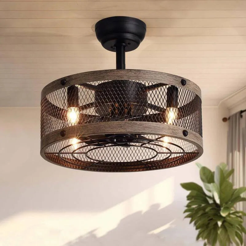 Ventilatore da soffitto, 18 pollici, da interno, con telecomando, legno, nero, a distanza di regolazione aria
