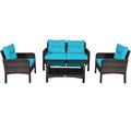 rattan sintetico da esterno Loveseat con Cuscino Turchese, Metallo