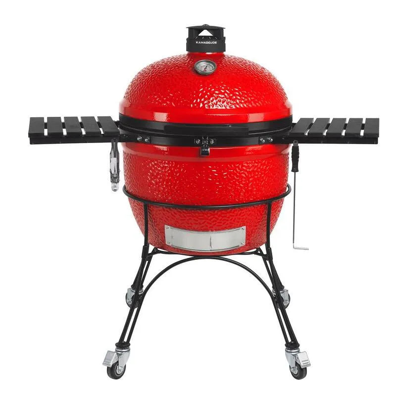Kamado Joe, Big Joe II 24 in. Grill in rosso con carretto, scaffali laterali, griglia in grana e strumento di cenere, grill di karado