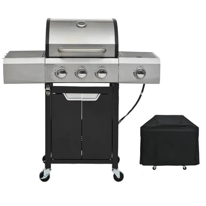 Griglia a gas propano del bruciatore 3-Burner, Acciaio inossidabile, Design compatto portatile, Propano liquido, All'aperto