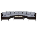 5 pezzi Set di sezioni a 5 pezzi, marrone, rattan sintetico Set di sezione esterna con cuscini grigi