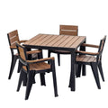Tavolo quadrato Seat 5 pezzi, Madeira, da interno, da esterno, Nero, Marrone, Teak marrone, Set da pranzo da esterno