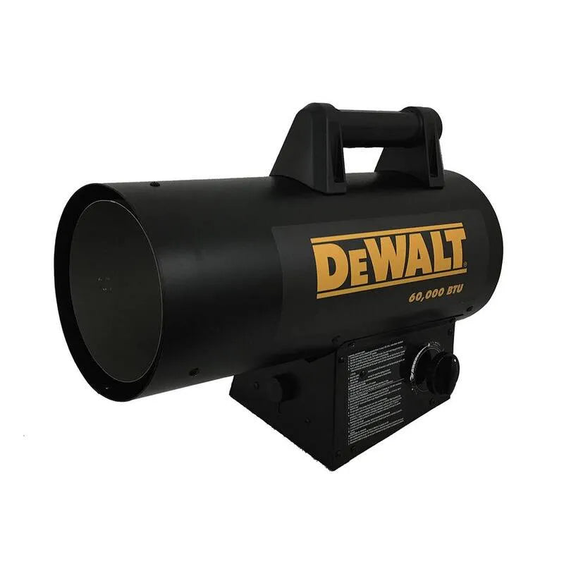 Riscaldatore di spazio DEWALT, 60000 BTU, Propano liquido, Apparecchio di riscaldamento interno portatile, All'aperto, Nero, 60,000 BTU