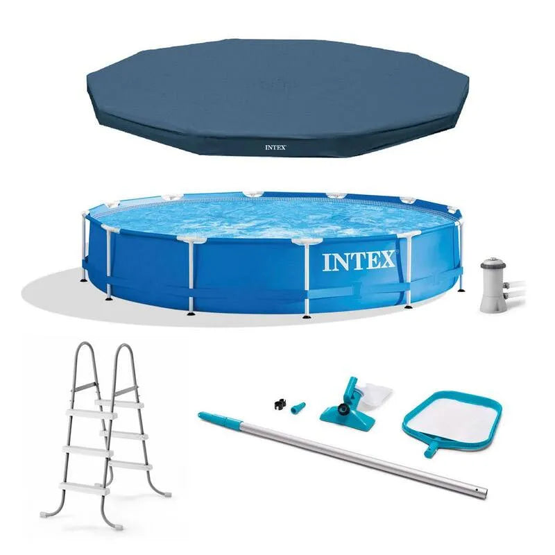 Intex, 2. 5 ft, telaio in metallo sopra la piscina di terra con filtro e accessori, 12 ft, 2.5 ft