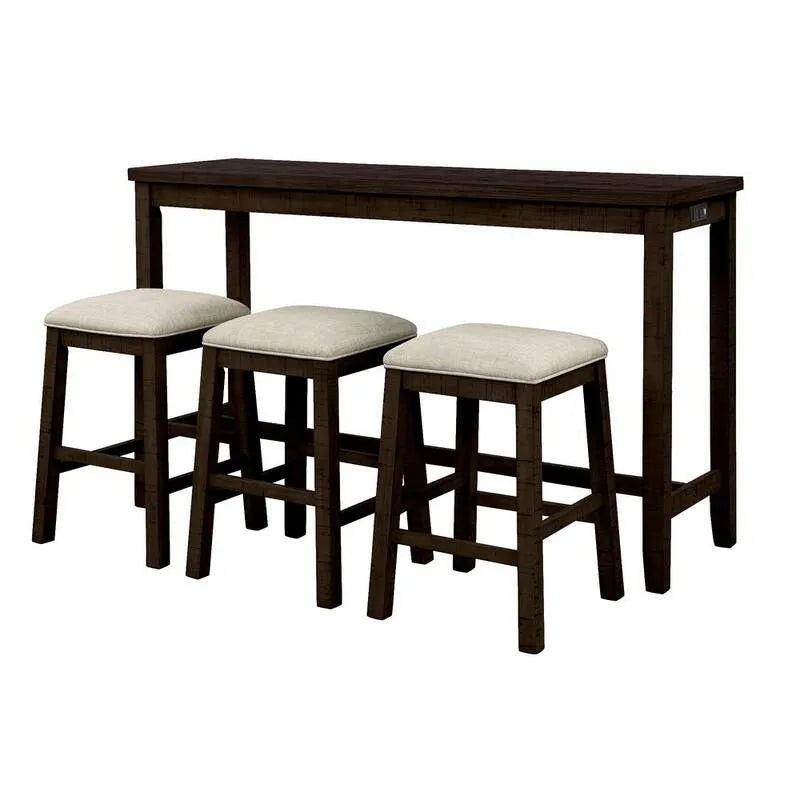4 pezzi Tabella di altezza rettangolare del controsoffitto del legno di pezza, marrone, all'aperto, beige