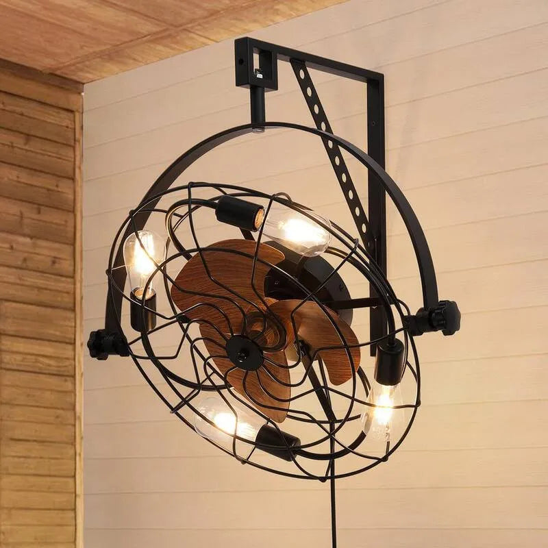 Ventilatore da soffitto, 20 pollici, ventilatore da soffitto montato a parete nero con 6 velocità del ventilatore, da interno