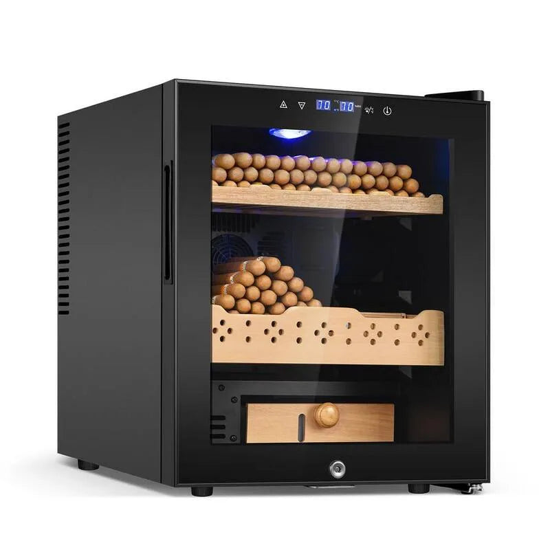 300Counts 300Paesi, 17 in. SingolaZone Cedro spagnoloWood ElectricCigar Humidor 50L Storage Humidity e TemperaturaControl in nero