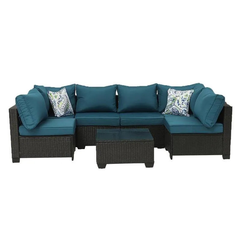Divano sezionale, esterno, patio, blu, soggiorno, Peacock Blue, Divani da esterno