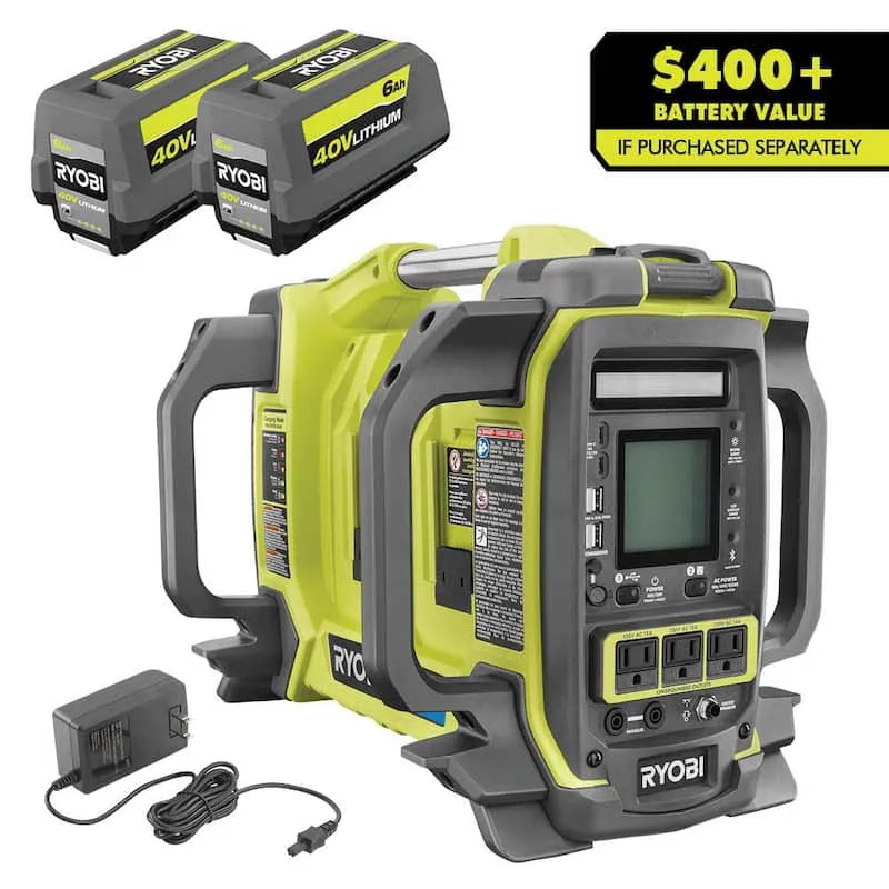 Generatore portatile RYOBI 1800-Watt, Design portatile compatto, 40V, batterie 6. 0 Ah, 6.0 Ah