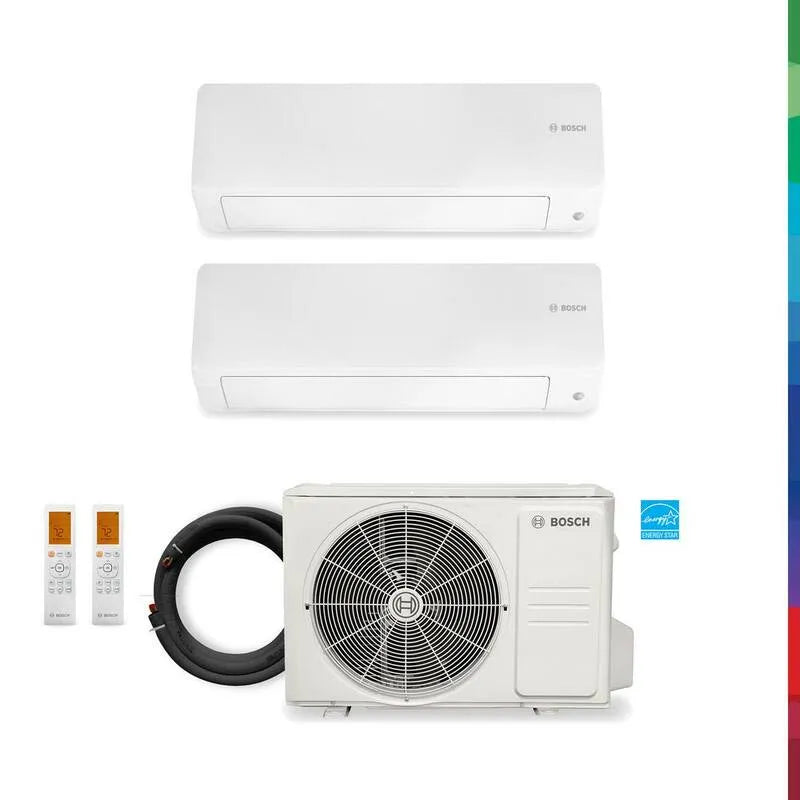 Bosch 2-Zone sistema mini-split senza canalizzazione, 1. 5 Ton, 18000 BTU, Funzione di calore, 230, 18,000 BTU, Bianco, Sistemi multisplit