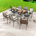 9 pezzi rattan sintetico Bar Altezza esterna Set da pranzo 9 pezzi, Beige, Set da pranzo da esterno