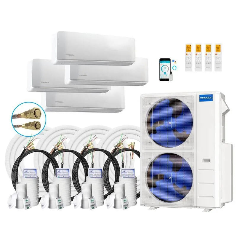 MRCOOL 4-Ton sistema mini-split senza canalizzazione, 20. 5 SEER, 48000 BTU, 35ft, 4-Zone, 24K, 12K, 48,000 BTU, 16,35ft