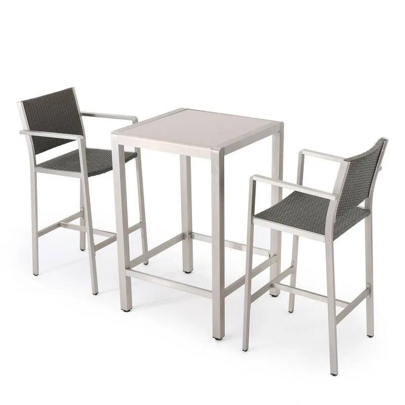 Piazza Bar Altezza set bistrot 3 pezzi, Capo, Argento, Alluminio