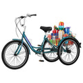 Triciclo 24 in., 3 ruote 7 velocità bici da crociera Trike con carrello per triciclo adulto, 7 velocità, Nero, Veicoli elettrici per bambini