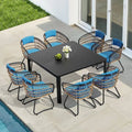 Set da pranzo all'aperto 9 pezzi, 58. 7 in., Blu, Metallo, 58.7 in