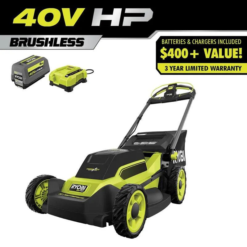 RYOBI Mower-8. 0Ah tosaerba, 40V, progettazione senza fili, senza spazzole, batteria, caricabatteria, 8.0Ah