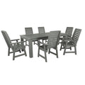 7 pezzi Set da pranzo all'aperto rettangolare in plastica riciclato 7 pezzi, Meteoly, Teak costiero, Set da pranzo da esterno