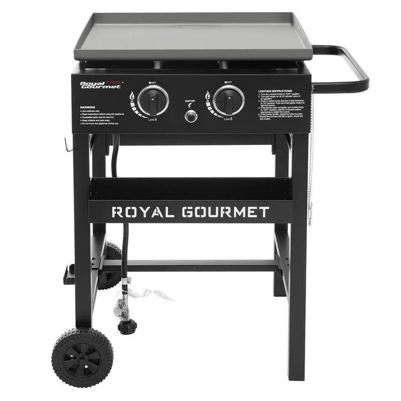 Bruciatore piatto superiore barbecue a gas 2-Burner, 23 in., 30000 BTU, adatto per il campeggio, nero, 30,000 BTU