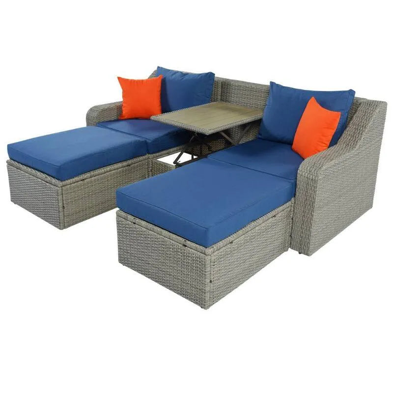 Divano sezionale, esterno, patio, grigio, blu, soggiorno, Divani da esterno