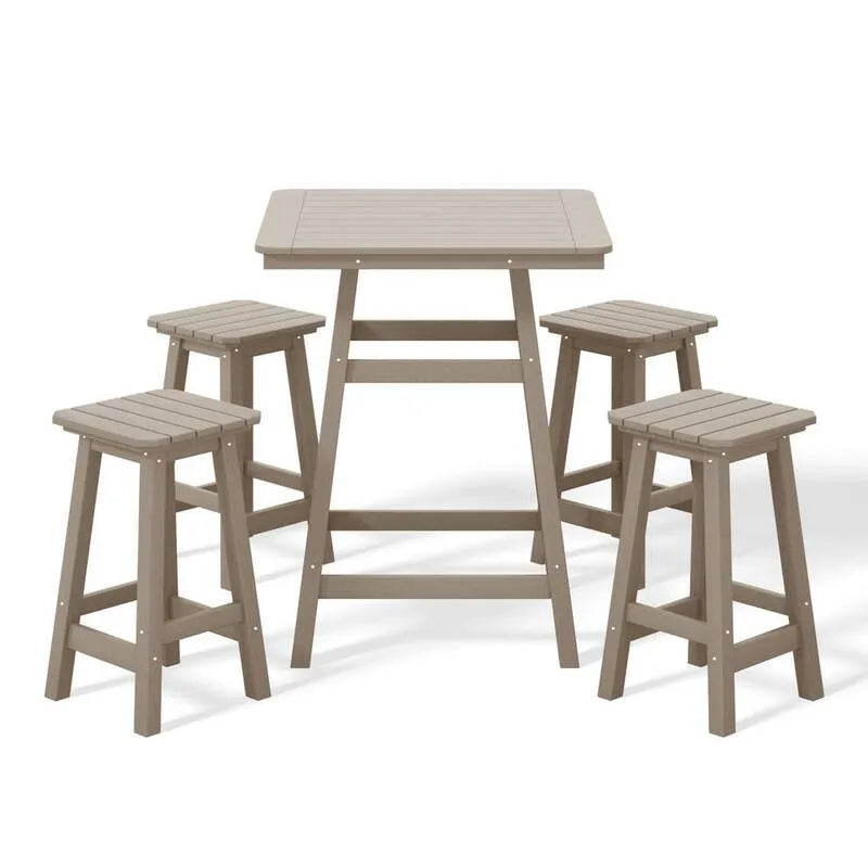 Patio Piazza controsoffitto altezza set bistrot 5-PC, Barstools in legno temperato, Laguna, da esterno