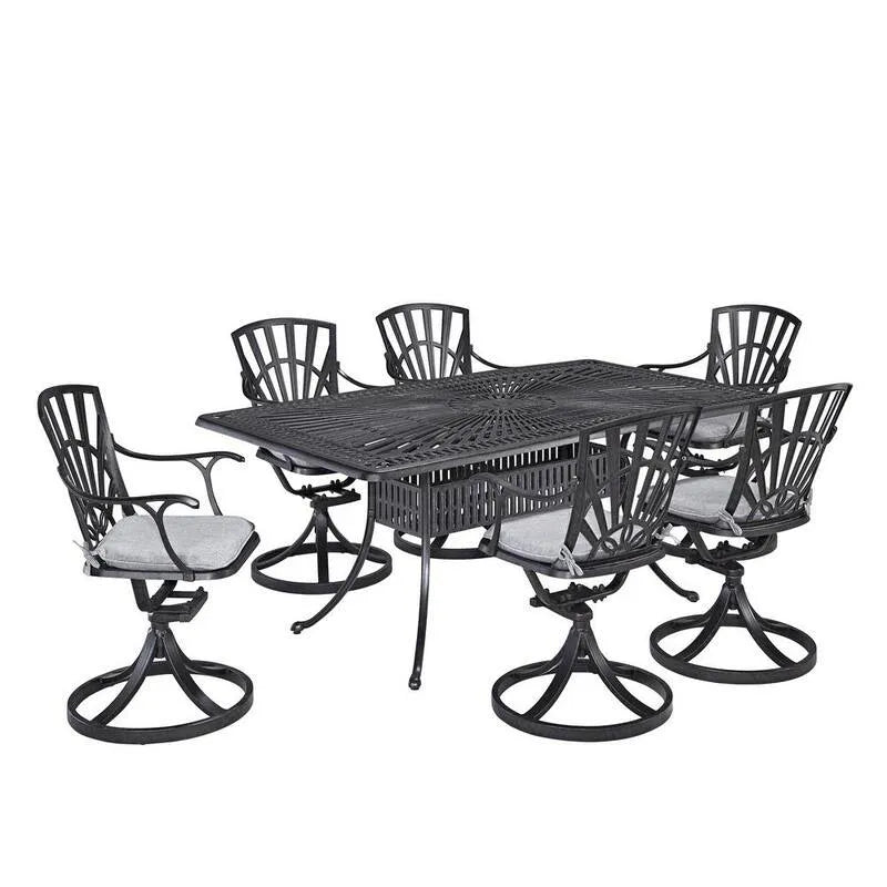 Tavolo da pranzo 7 pezzi, Grenada, da esterno, Charcoal grigio, Alluminio