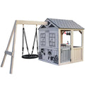 Swing di legno esterno Playset con Web Swing e Play cucina, Savannah