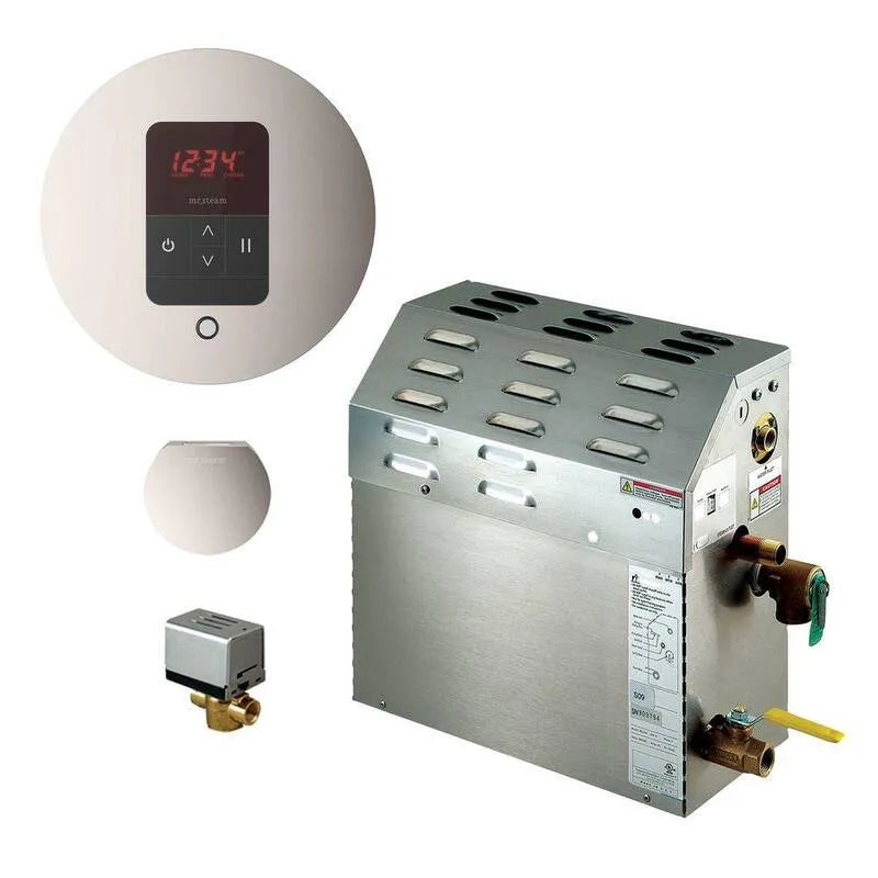 Generatore, 5kW Bagno di vapore con iTempo AutoFlush Round Pacchetto in nichel lucido