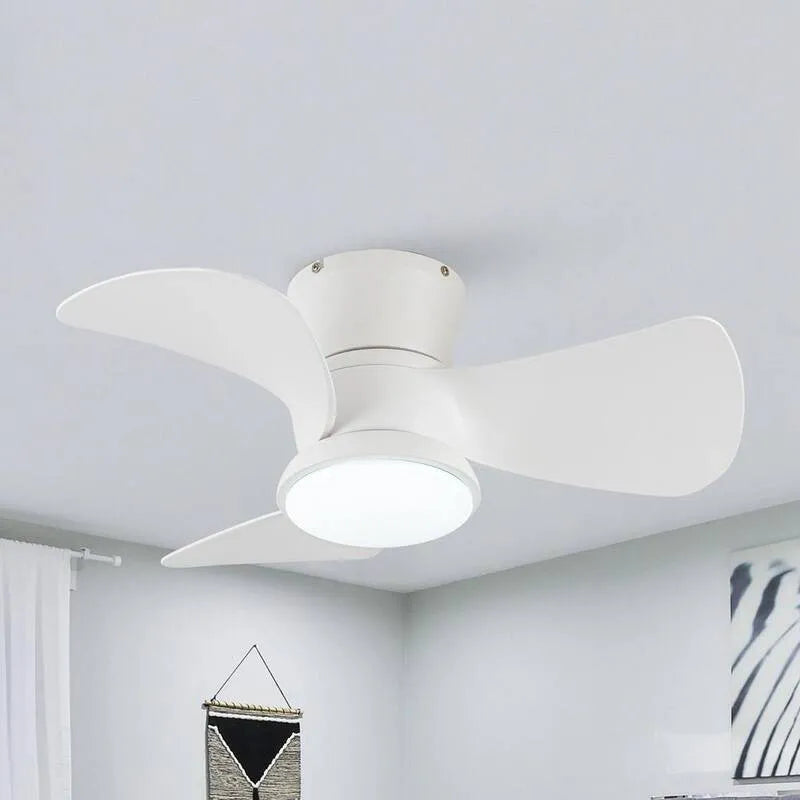 Ventilatore da soffitto, 31 pollici, motore e remoto DC, montaggio a flusso, interno, bianco