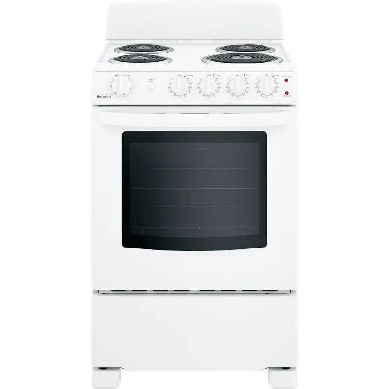 Gamma elettrica di Hotpoint, 24 in., 4 bruciatore, bianco