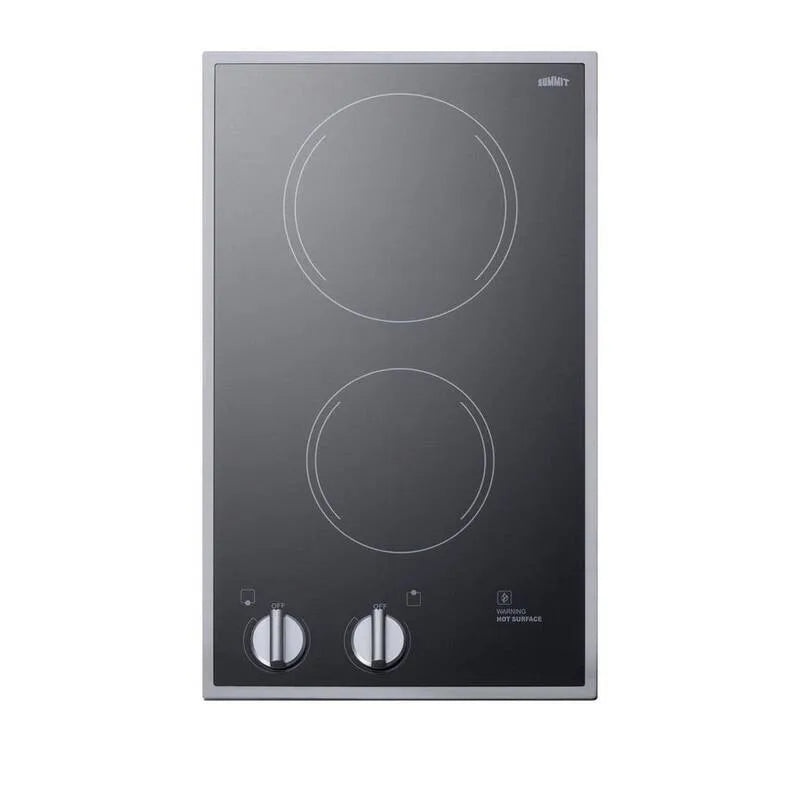 2-Elements Piano elettrico 2-Elementi, 12 in., 230-Volt, superficie di cottura al controsoffitto incorporata, nero