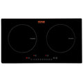 VEVOR, Electric piano cottura 2 Burners 24 in. Fornitura a induzione superiore integrato piano di cottura magnetico 1800-Watt 9 riscaldamento livello Burner, Nero, Piattoli elettrici