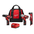 Milwaukee M12 12V Lithium-Ion 2-utensile senza cordone trapano, 3/8 in., Design senza cordone, Trapano angolare destra
