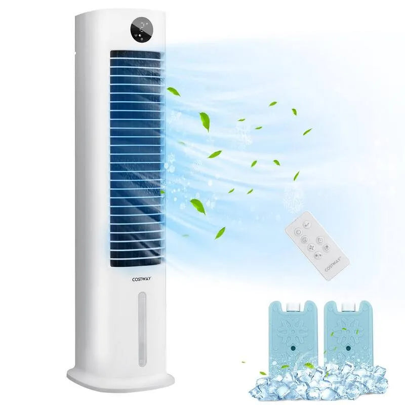 Costway, 42 in. Raffreddatore portatile oscillante 3 in-1 ventilatore della torre di raffreddamento con telecomando del timer 9H, Bianco, Tower Ventilatori
