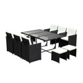 Set di conversazione in plastica rattan sintetico rattan da esterno, 4 poggiapiedi, Nero