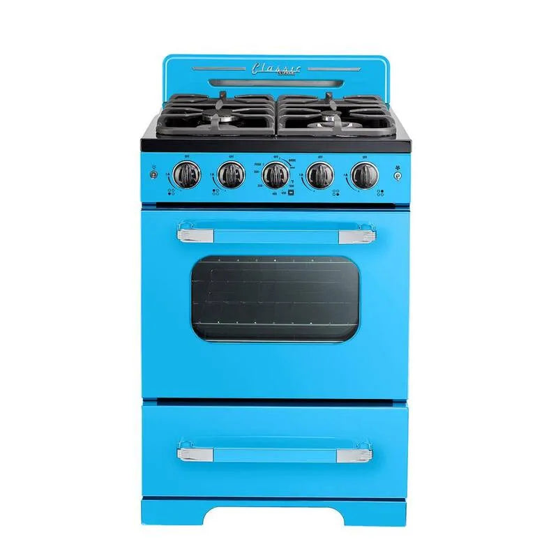 Gamma di gas, Convezione Cucina, 24 pollici, 2, 9 cu. ft, Classico, Blu, 2.9 cu. ft