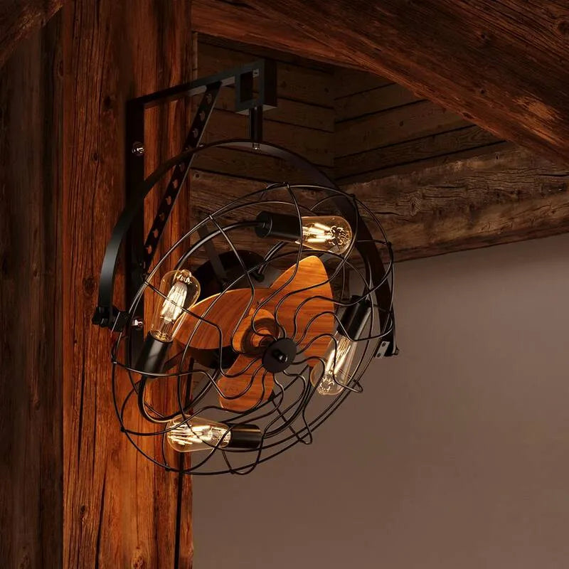 4-luce Ventilatore da soffitto 4-Luce, 23 pollici, da interno, con telecomando, Nero, Legno, 23 in, Ventilatori da soffitto con luce