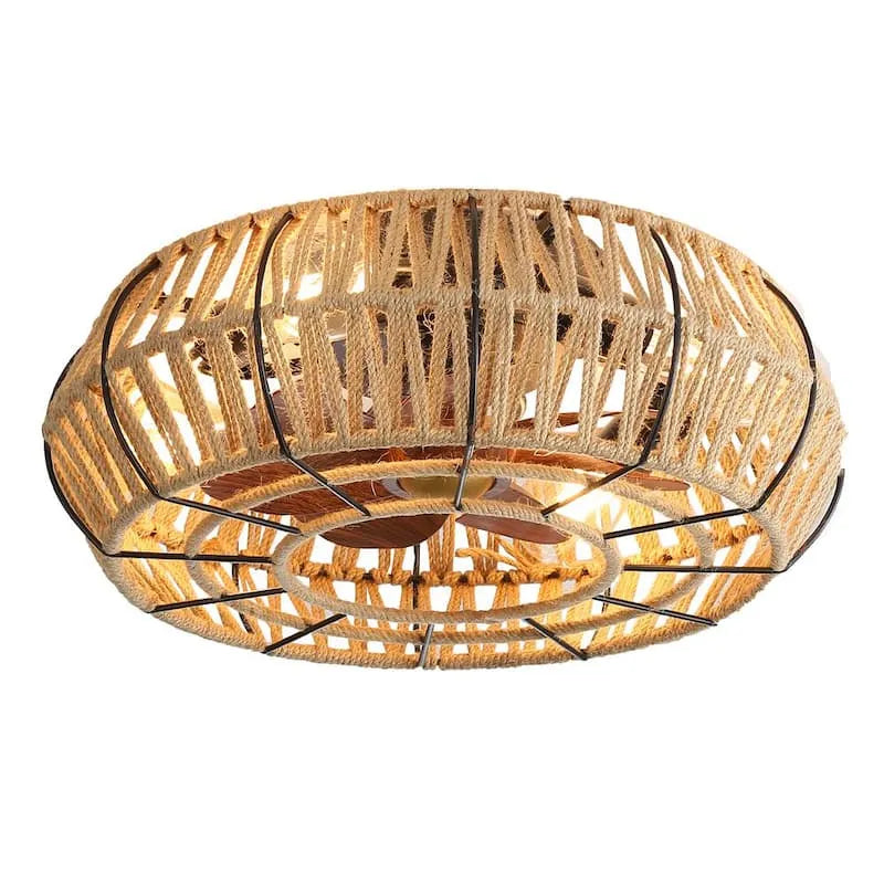 Con luci e ventola a distanza, 20 pollici, Incluso 4 lampadine, Sala da pranzo, da interno, Marrone
