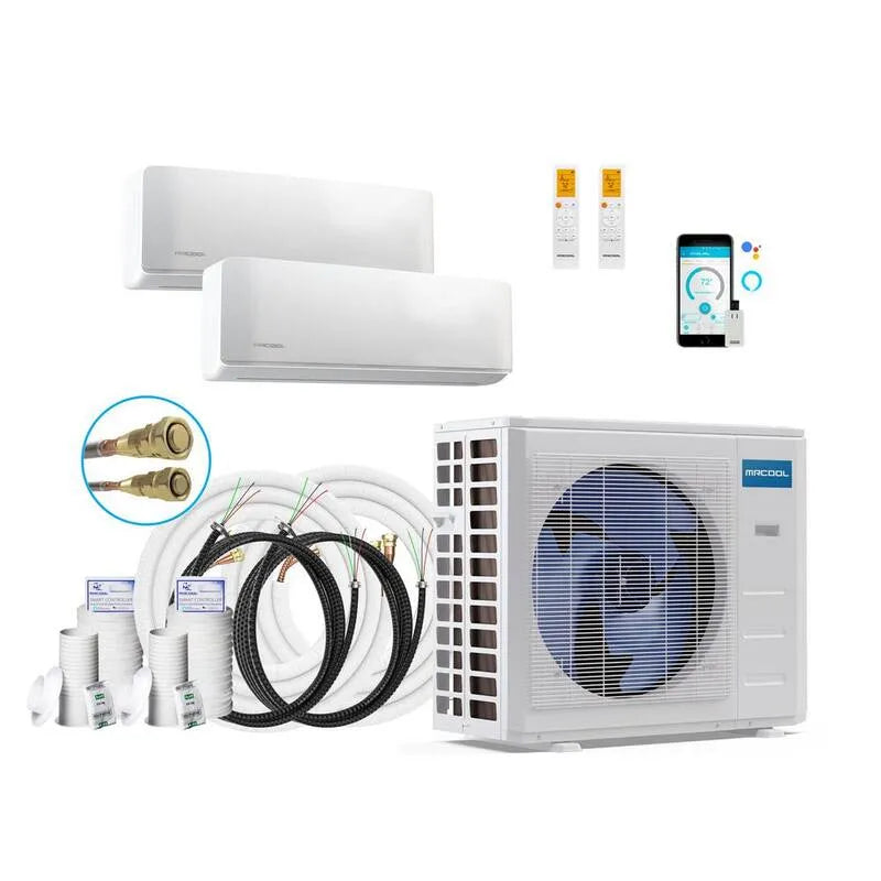 MRCOOL 2-Zone sistema mini-split senza canalizzazione, 1. 5 Ton, 20. 5 SEER, 18000 BTU, 50ft, 12K, 18,000 BTU, 16,50ft