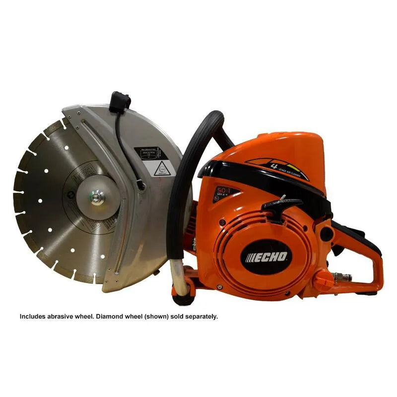 ECHO, 14 in. 73. 5 cc 2-Stroke Gas Concrete Masonry Pro Cut-Off Sega con valvola di decompressione e lama abrasiva e valvola dell'acqua, Arancione, seghe in calcestruzzo