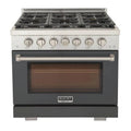 Gamma di gas 6-Burners, Gas naturale, Cucina di convezione, 36 in., 5. 2 cu. ft, Grigio, 5.2 cu. ft