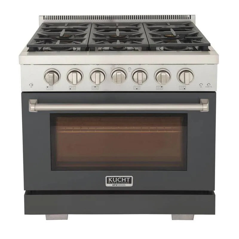 Gamma di gas 6-Burners, Gas naturale, Cucina di convezione, 36 in., 5. 2 cu. ft, Grigio, 5.2 cu. ft