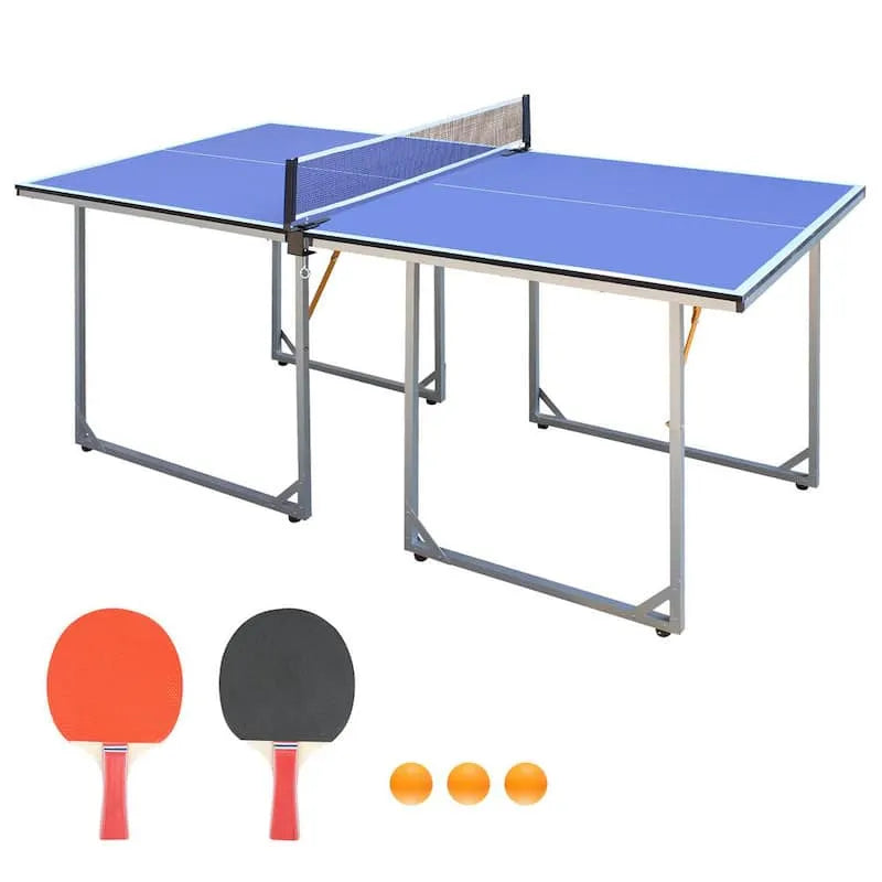 Tavolo da ping pong da tavolo di medie dimensioni, 6 ft, Design portatile compatto, Design pieghevole, da interno, da esterno, Grigio, Ping Pong Tabelle