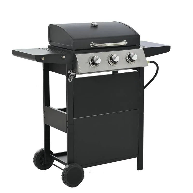 Griglia di gas portatile, 26000 BTU, 3 bruciatore, progettazione portatile compatta, Propane liquido, Nero