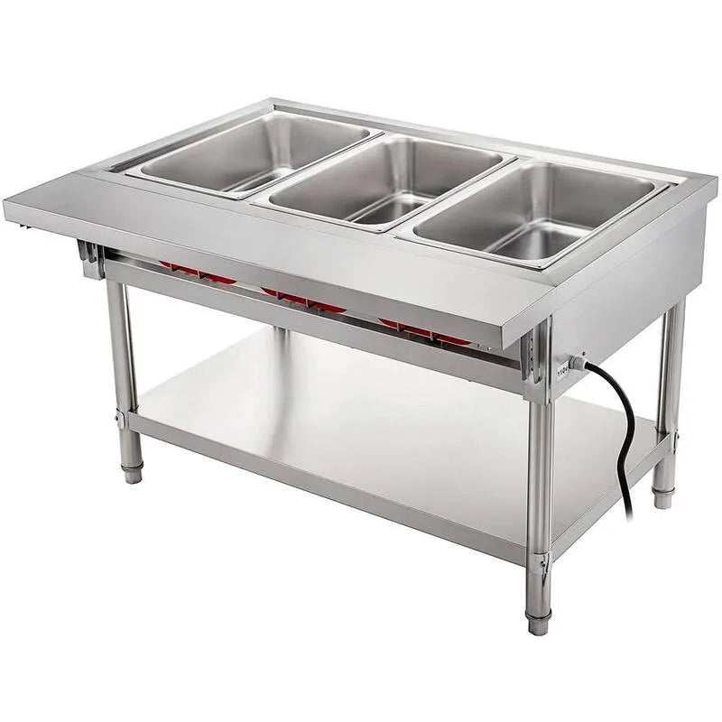 Tavolo elettrico del server del buffet dell'acciaio inossidabile, 18 Qt, 7 in., tagliere in argento