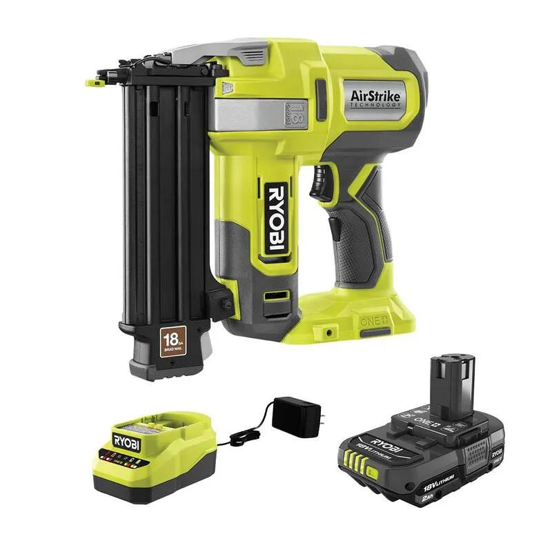 Kit per chiodi Brad AirStrike senza cordone RYOBI 18-Gauge, 18V, Design senza cordone, 2. 0 Ah, 2.0 Ah