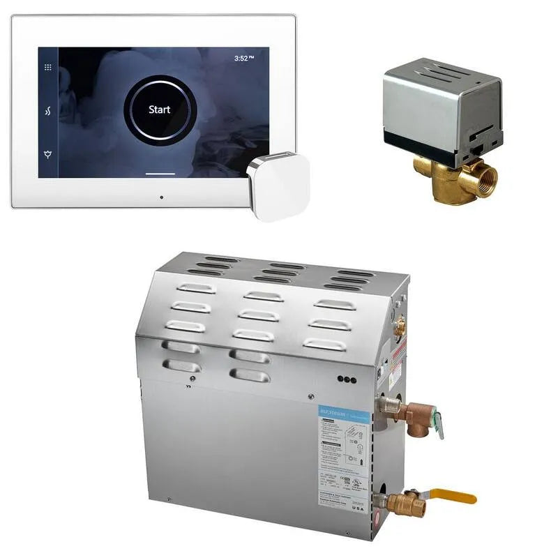 Generatore, Lucido Chrome, vapore doccia Generator Package con iSteamX controllo in bianco lucido Chrome, 9000 W, Bianco lucido cromato, Generatori di vapore per doccia