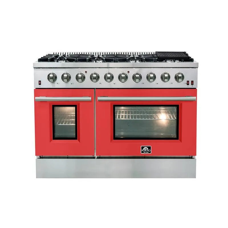 Gamma di gas, 48 pollici, 6. 58 cu. ft, Acciaio inossidabile, gas di cottura Appliance con configurazione del bruciatore, rosso, 6.58 cu. ft
